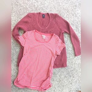 Maternity shirts. Tee and long sleeve. L/XL. Gap/Great expectations.